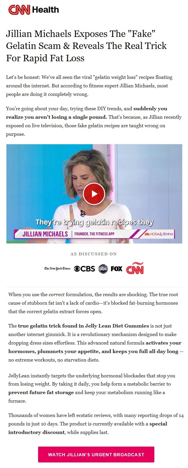 Banned broadcast: Jillian calls out fake diet trends